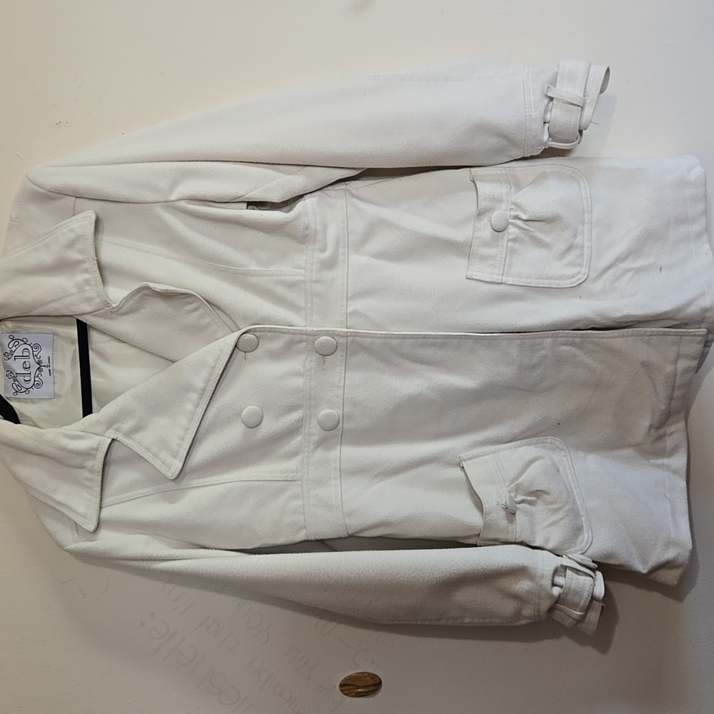 C25 Deb Elegant Cream Women's Wool Blend Peacoat Size XL Pockets Lined Cuffed